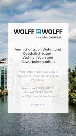Vorschau der mobilen Webseite www.wolff-immobilien-berlin.de, Wolff + Wolff Immobilien GmbH