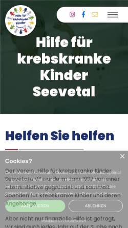 Vorschau der mobilen Webseite kinderkrebshilfe-seevetal.de, Hilfe für krebskranke Kinder Seevetal e.V.