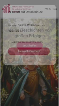 Vorschau der mobilen Webseite www.stiftung-krebskranke-kinder.de, Stiftung des Förderverein krebskranker Kinder Tübingen e.V