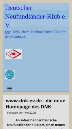 Vorschau der mobilen Webseite www.neufundlaender-dnk.de, Deutscher Neufundländer-Klub (VDH)