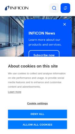 Vorschau der mobilen Webseite www.inficon.com, Inficon GmbH