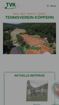 Vorschau der mobilen Webseite www.tennis-koeppern.de, TV Köppern e.V.