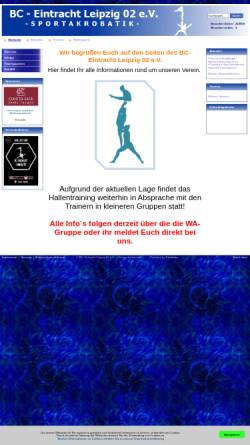Vorschau der mobilen Webseite www.akrobatik-eintracht.de, BC Eintracht Leipzig 02 e.V.
