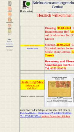 Vorschau der mobilen Webseite www.phila-cottbus.de, Briefmarkensammlergemeinschaft Cottbus