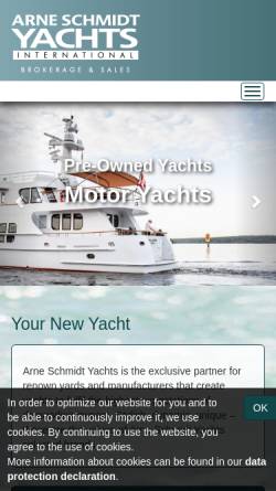 Vorschau der mobilen Webseite as-yachts.com, Arne Schmidt Yachts International