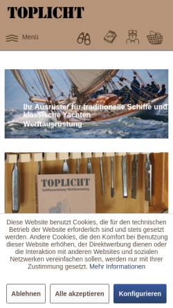 Vorschau der mobilen Webseite www.toplicht.de, Toplicht GmbH
