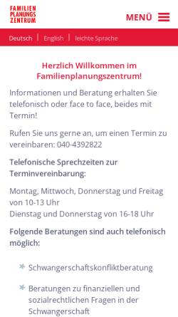 Vorschau der mobilen Webseite www.familienplanungszentrum.de, Familienplanungszentrum e.V.