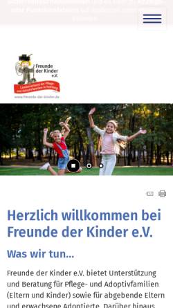 Vorschau der mobilen Webseite www.freunde-der-kinder.de, Freunde der Kinder e.V.