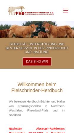 Vorschau der mobilen Webseite www.fhb-bonn.de, Fleischrinder-Herdbuch Bonn e.V.