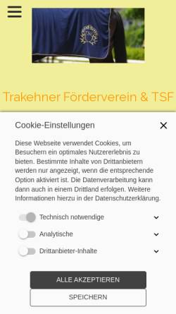 Vorschau der mobilen Webseite www.trakehnerfoerderverein.de, Trakehner Förderverein