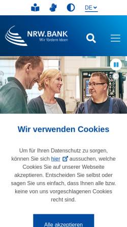 Vorschau der mobilen Webseite www.nrwbank.de, NRW Bank