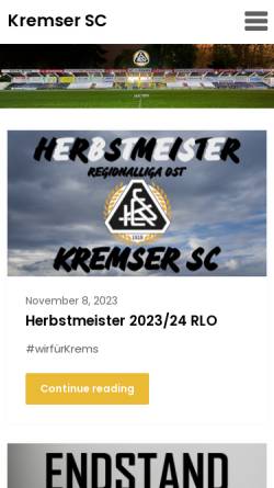 Vorschau der mobilen Webseite www.kremser-sc.at, SC Basler Krems