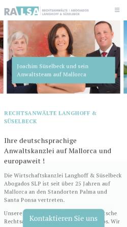 Vorschau der mobilen Webseite www.anwalt-mallorca.de, Langhoff & Partner Abogados S.L.