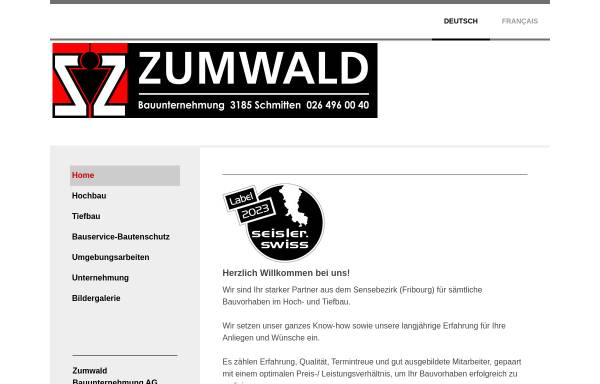 Vorschau von www.zumwald.ch, Zumwald Baubetriebe AG
