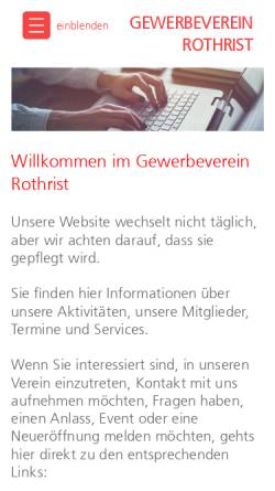 Vorschau der mobilen Webseite www.gvr.ch, Gewerbeverein Rothrist