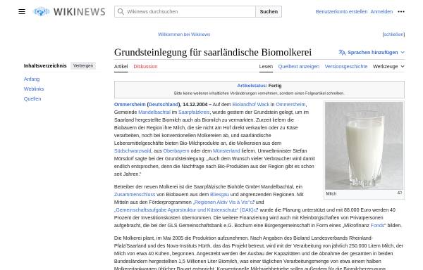Vorschau von de.wikinews.org, Grundsteinlegung für Biomolkerei