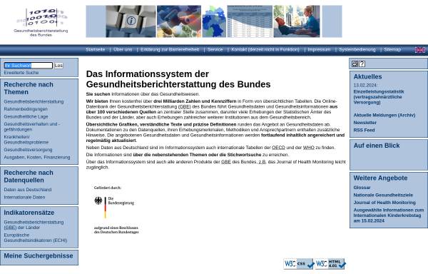 Vorschau von www.gbe-bund.de, GBE - Die Gesundheitsberichterstattung des Bundes