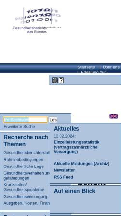 Vorschau der mobilen Webseite www.gbe-bund.de, GBE - Die Gesundheitsberichterstattung des Bundes