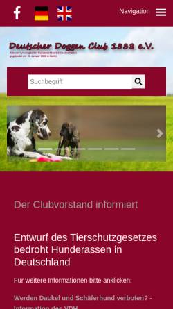 Vorschau der mobilen Webseite www.ddc1888.de, Deutscher Doggen Club 1888 e.V. (DDC)