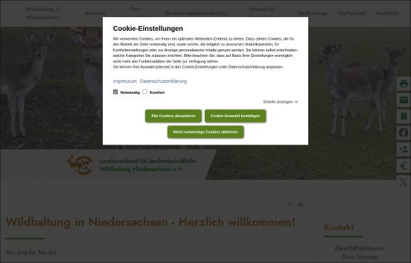 Vorschau von www.wildhaltung-niedersachsen.de, Landesverband für landwirtschaftliche Wildhaltung Niedersachsen e.V.