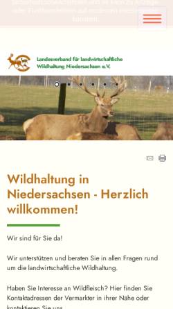 Vorschau der mobilen Webseite www.wildhaltung-niedersachsen.de, Landesverband für landwirtschaftliche Wildhaltung Niedersachsen e.V.