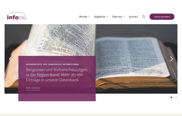 Vorschau von www.inforel.ch, Information Religion