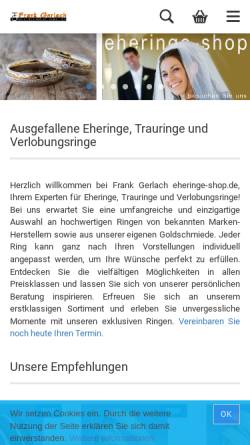 Vorschau der mobilen Webseite www.eheringe-shop.de, Eheringe-Shop, Frank Gerlach