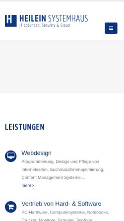 Vorschau der mobilen Webseite www.heilein.com, Heilein Systemhaus GmbH & Co. KG