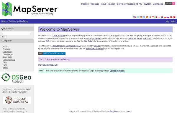 Vorschau von mapserver.org, UMN MapServer
