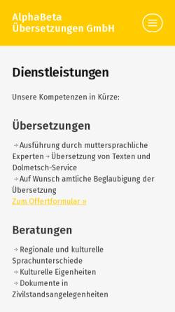 Vorschau der mobilen Webseite www.abu.ch, AlphaBeta Übersetzungen GmbH