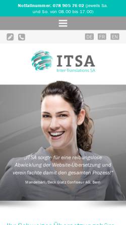 Vorschau der mobilen Webseite www.itsa.ch, Inter-Translations SA