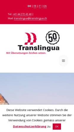 Vorschau der mobilen Webseite www.translingua.ch, Translingua