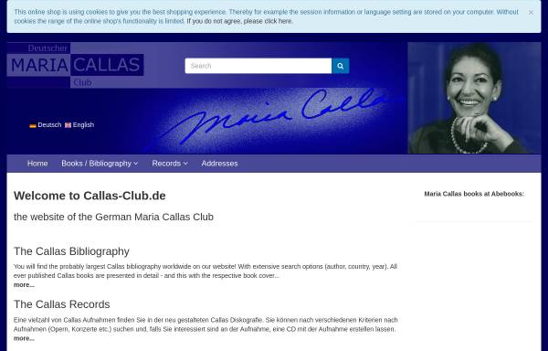 Vorschau von www.callas-club.de, Maria Callas Fanclub