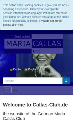 Vorschau der mobilen Webseite www.callas-club.de, Maria Callas Fanclub