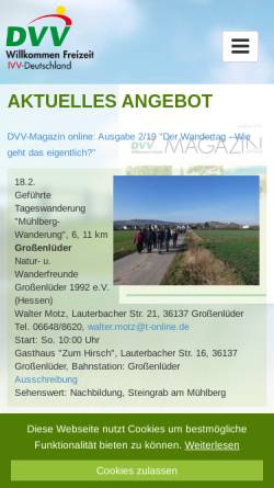 Vorschau der mobilen Webseite www.dvv-wandern.de, Deutscher Volkssportverband e.V. (DVV)