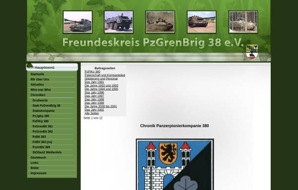 Vorschau von www.pzgrenbrig38.de, Panzerpionierkompanie 380