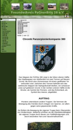 Vorschau der mobilen Webseite www.pzgrenbrig38.de, Panzerpionierkompanie 380