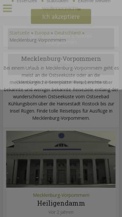Vorschau der mobilen Webseite www.weltenansicht.de, Mecklenburg Vorpommern Reiseberichte entlang der Ostsee