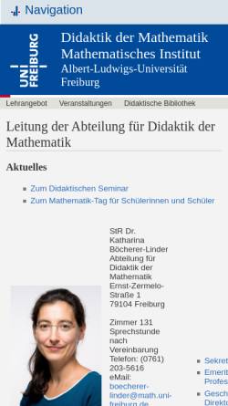 Vorschau der mobilen Webseite home.mathematik.uni-freiburg.de, Abteilung für Elementarmathematik und Didaktik der Mathematik