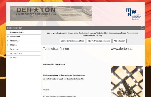 Vorschau von www.mdw.ac.at, Der Ton - Studienrichtung Diplom-Tonmeister