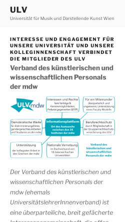 Vorschau der mobilen Webseite www.ulv-mdw.at, Universitätslehrerverband Musikuniversität Wien (ULV-MDW)