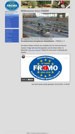 Vorschau der mobilen Webseite www.fremo-net.eu, FREMO Freundeskreis Europäischer Modellbahner