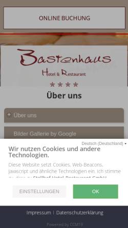 Vorschau der mobilen Webseite www.bastenhaus.de, Hotel Bastenhaus