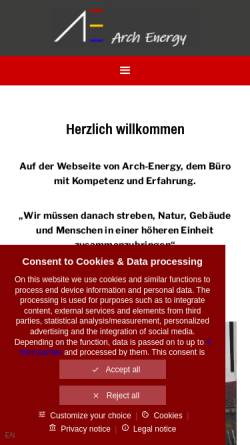 Vorschau der mobilen Webseite www.arch-energy.de, Binder, Dirk
