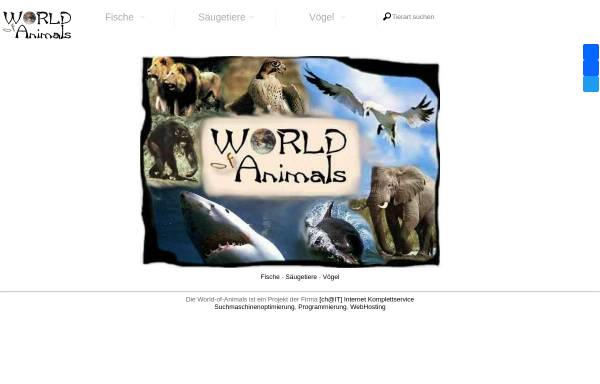 Vorschau von www.world-of-animals.de, Welt der Tiere unseres Planeten (World of Animals)