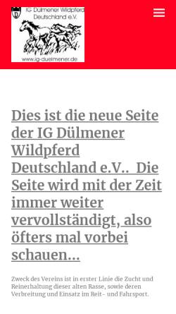 Vorschau der mobilen Webseite www.ig-duelmener.de, IG Dülmener Wildpferd Deutschland e. V.