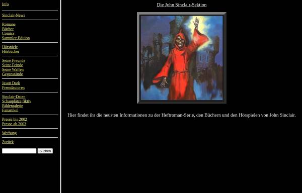 Vorschau von www.gruselromane.de, Die John Sinclair Sektion