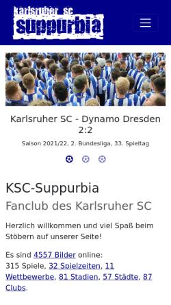 Vorschau der mobilen Webseite www.ksc-suppurbia.de, KSC Fanclub Suppurbia
