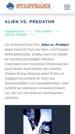 Vorschau der mobilen Webseite www.aliens-versus-predator.de, AvPWorld