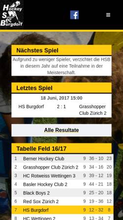 Vorschau der mobilen Webseite www.hs-burgdorf.ch, Hockey-Sektion Burgdorf